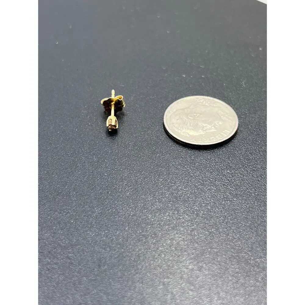 Designer Signed 14K Yellow Gold Round Diamond Solitaire‎ Stud Earring *Single